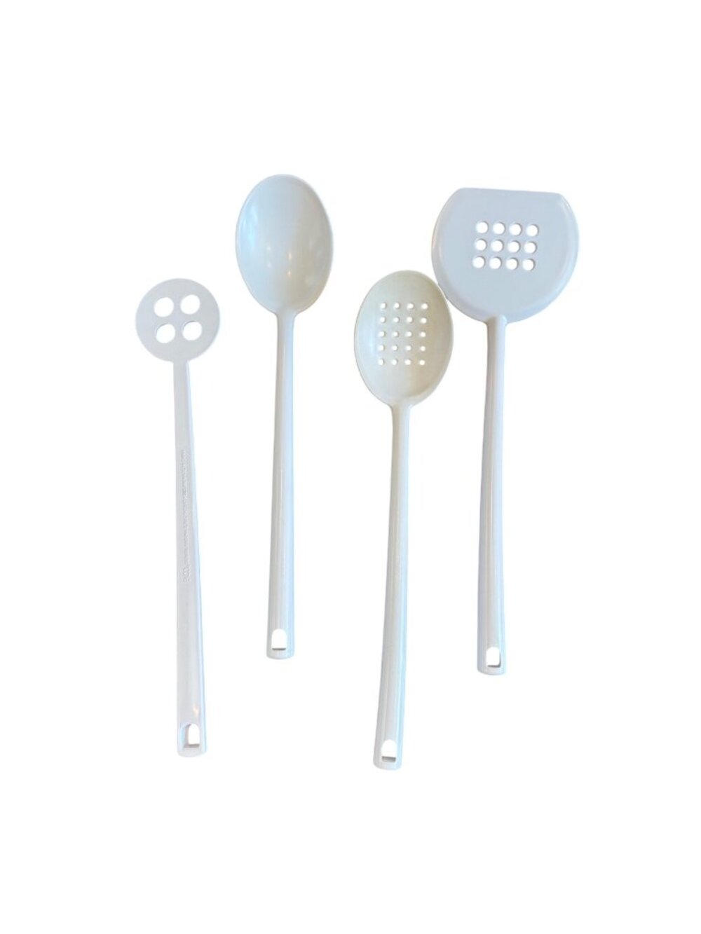Ekco Ancona White Melamine Utensil Set of 4 13.5" Slotted Solid Spoons Spatula